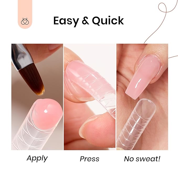 Beetles Poly Extension Gel Nail Kit, 4 Colors Nude Pink Neutral With Base Top Coat Manicure Enhancement All In One Poly Nail Gel Kit