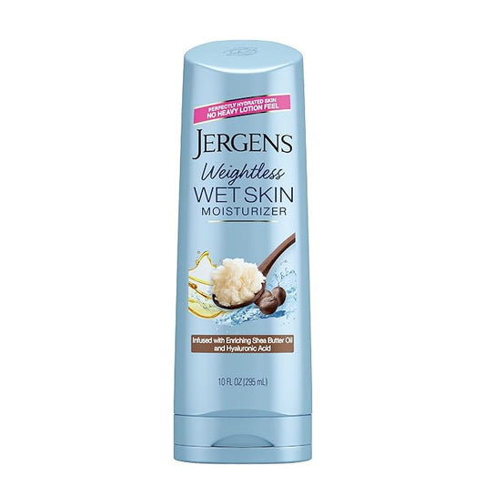 Jergens Wet Skin Body Moisturizer with Shea Butter Oil, Pure Shea Butter In Shower Bod Lotion, Moisturizer for Dry Skin, Fast-Absorbing, Non-Sticky, Dermatologist Tested, 10 Oz
