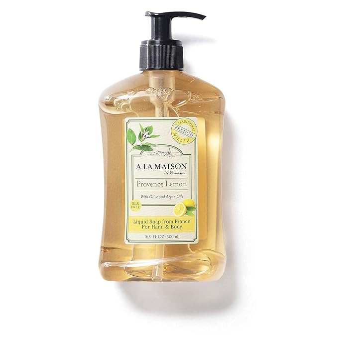 A LA MAISON French Liquid Hand Soap, Provence Lemon - Natural Hand Wash Made with Essential Oils - Biodegradable, Plant-Based, Vegan, Cruelty-Free, Alcohol & Paraben Free (16.9 oz, 6 Pack)