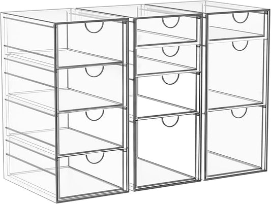 Arcylic Makeup Organzier with 11 Drawers, Clear Storage Drawers, Bathroom Makeup Organizer for Palettes, Cosmetic, and Beauty Supplies,Ideal for Vanity, Cabinet,Desk Organization