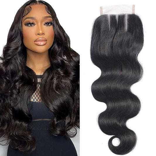 AUTTO Brazilian Virgin Hair Human Hair Lace Closure Body Wave Human Hair Top Lace Closure 4X4 3 Part Closure Naturl Black Color (8"-18") (18 inches)
