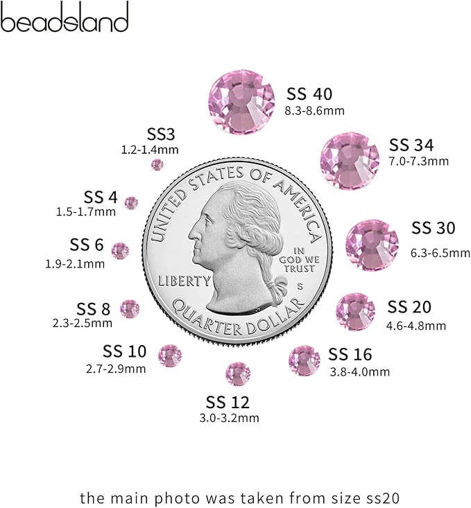 Beadsland Hotfix Rhinestones Bulk, 14400pcs Pink Hot Fix Rhinestones for Crafts Clothes DIY Decoration, Light Rose/Light Pink, SS10, 2.7-2.9mm