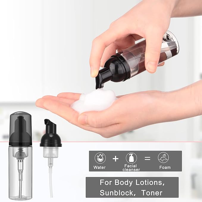 70 Pcs 2 oz Plastic Foam Soap Dispensers Refillable Lash Shampoo Bottles with Pump Mini Eyelash Cleaning Foam Bottle Dispenser for Refillable Travel Cosmetics (Gray)