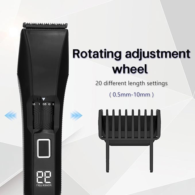 Manscape Men's Beard Trimmer, 20 Length Adjustable Blade Wheel,Stainless Steel T-Blade for Precision Facial Hair Trimming, Cordless Hair Clipper IPX7 Waterproof, LED Display(Black)