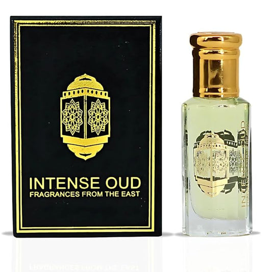 INTENSE OUD Attar Al Ishq Long Lasting Arabian Perfume Oils for Women 12ML (0.40 OZ) Fragrance Oil with Rich Rose, Warm Amber & Bold Oud - Concentrated Perfume Oil in Elegant Black Gift Box