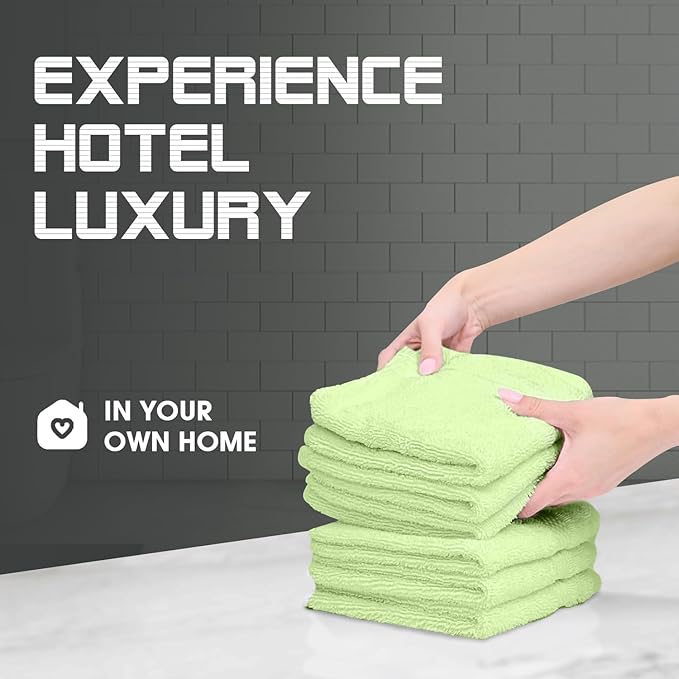 Oakias 100% Cotton Wash Cloths 60 Pack Sage Green - 12 x 12 Inches Ring Spun Cotton Facial Towels - Highly Absorbent Quick Dry Spa Towels - Bulk Washcloths Ideal for Scrubbing and Cleaning