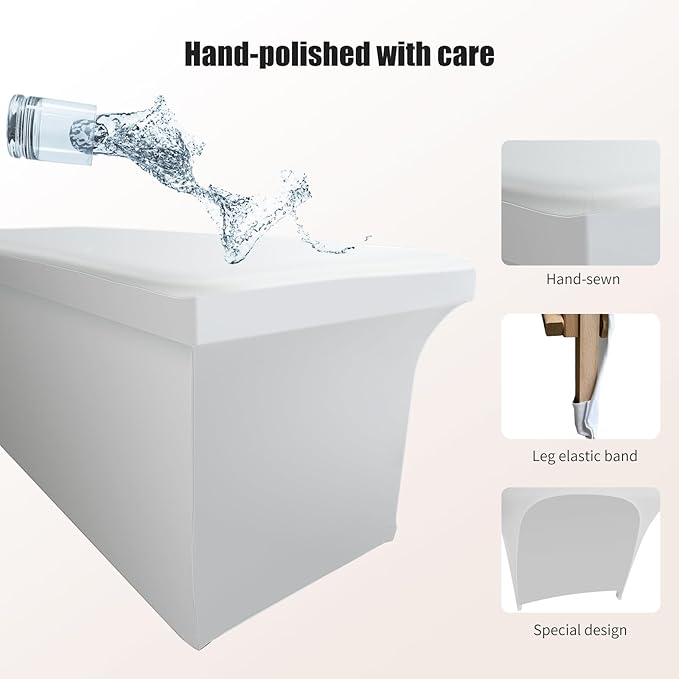 White Lash Bed Cover Wipeable PU Leather Massage Table Cover Waterproof and High Elasticity Spa Bed Cover ，Protective Cover for Eyelash Extension Bed/Salon Massage Bed（6FT，Top Pocket Design）