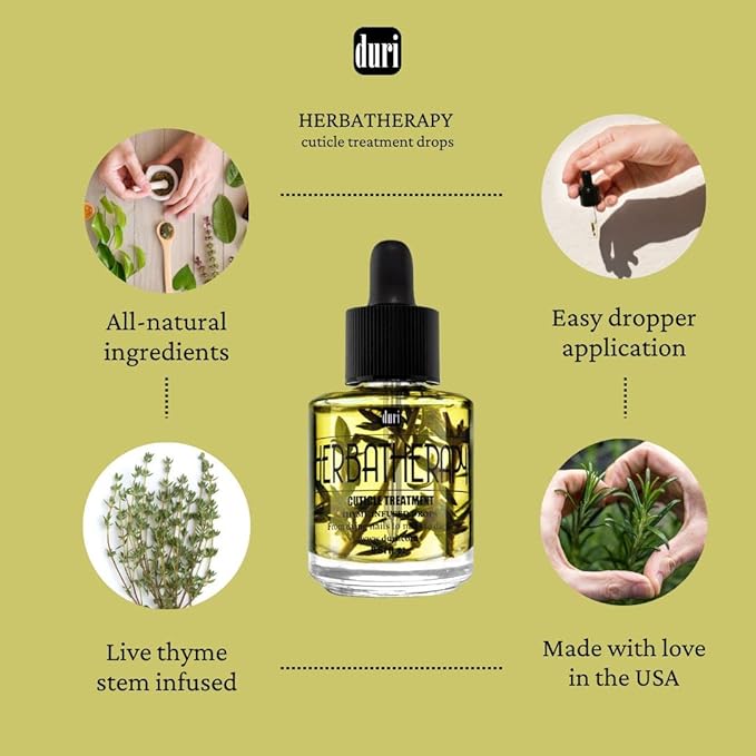 duri Top Coat and Cuticle Treatment Combo, Brush'n GO Dry & Shine Speedy Top Coat and Herbatherapy Thyme Infused Cuticle Treatment Drops