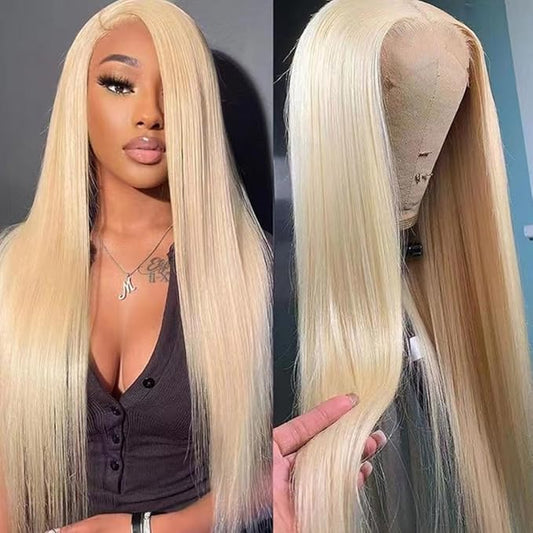 613 HD Glueless Lace Frontal Wigs Pre-Plucked,Similar Human Hair Synthetic Lace Front Wigs Pre-Plucked,Lace Front Wigs for Fashion Women 24 inch