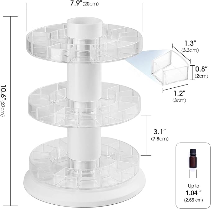 J JACKCUBE DESIGN Rotating Essential Oil Display Stand Spinning Rack for 45 Bottles(up to 72) Organizer 3 Tier Storage Holder -MK505B (3 Tier)