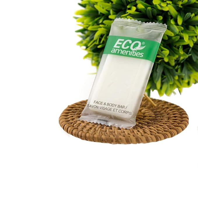 ECO amenities Bar Soap Bulk - 100 Pack, 1.0 oz Travel Size Soap Bars - Individually Wrapped For Hotels - Great for Vacation Rental and Airbnb Toiletries or Hygiene Kits Supplies