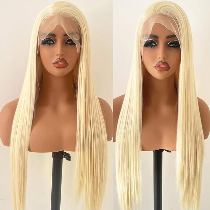 613 HD Glueless Lace Frontal Wigs Pre-Plucked,Similar Human Hair Synthetic Lace Front Wigs Pre-Plucked,Lace Front Wigs for Fashion Women 24 inch