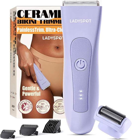 Electric Razors for Women, Bikini Trimmer Dual Head LADYSPOT™ Pubic Hair Trimmer Foil Shaver, Wet/Dry Body Hair Trimmer with 3 Gurad, No Nick, No Cut, No Razor Burn, 20 Days Shaving