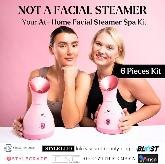 Facial Steamer Spa Kit with Complimentary 6 Skin Care Tools | Face Steamer for Facial Deep Cleaning with Towel Warmer & Humidifier Mode| Self Care Spa Gifts for Women, Mothers Day Gifts for Mom