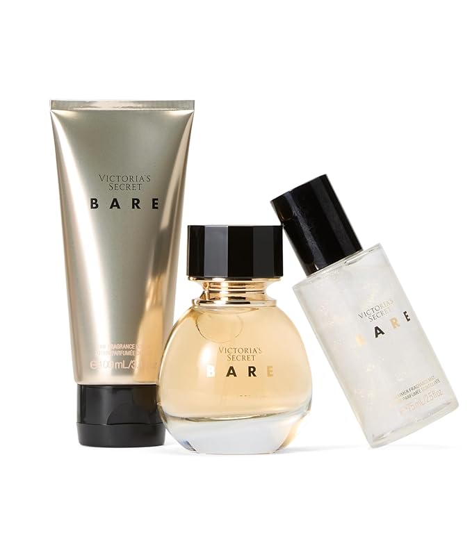 Victoria's Secret Bare 3 Piece Luxe Fragrance Gift Set: 1.7 oz. Eau de Parfum, Travel Lotion & Shimmer Mist