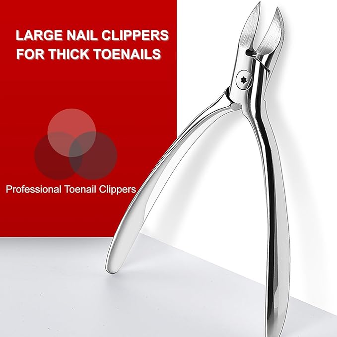 Nail Clippers Toenail Clippers, Hysotok Nail Clippers Set 3-Pcs, Ultra Sharp Stainless Steel Toe Nail Clippers for Thick Nails, Nail Clippers for Men Women, Nail File for Nail Care (Silvery)