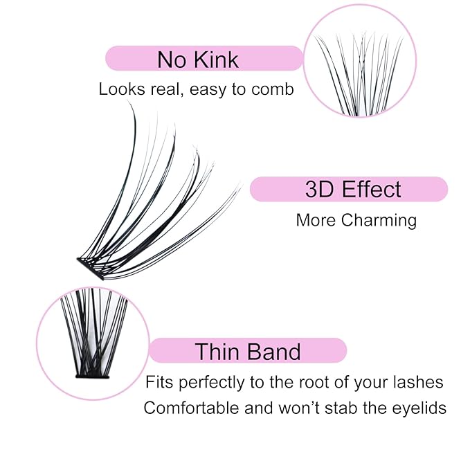 Eyelash Clusters LAUBESS Lash Clusters Individual Lashes Cluster Eyelash Extensions DIY at Home Waterproof Cluster Lashes (20D-0.07C-9-16)