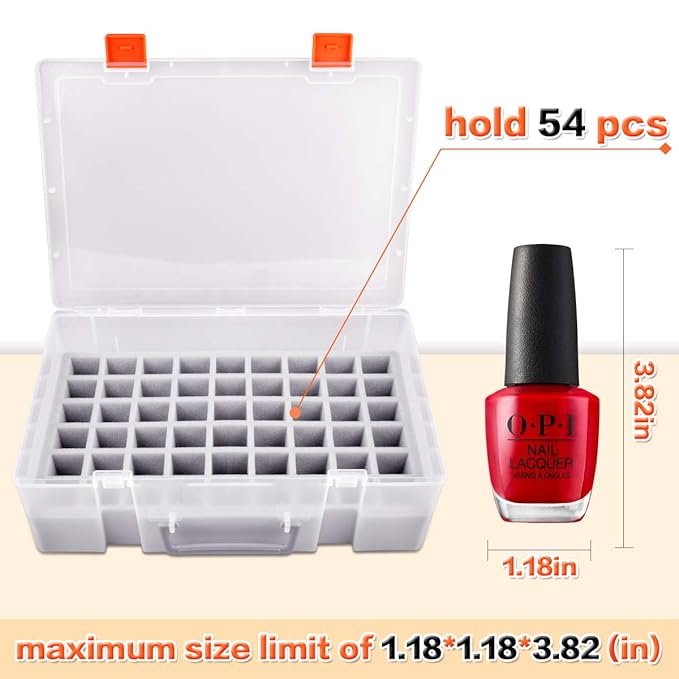 ALCYON Universal Nail Polish Holder & Organizer Contains 54 Bottles for Gellen, for Beetles, for Sally Hansen, for OPI, for Essie and Other Fingernail Polish (ONLY A CASE)-Clear