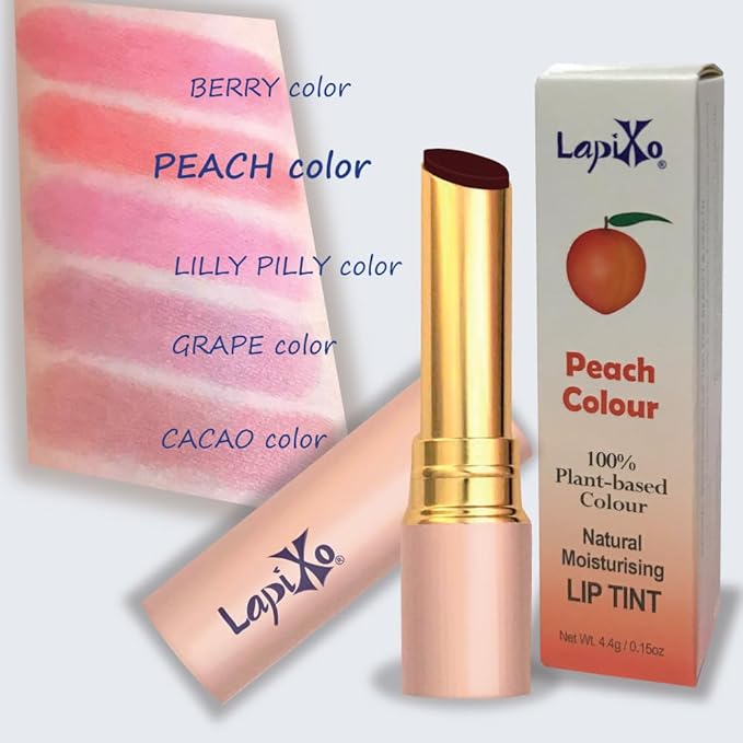 100% Plant-based Color, Unique Natural Moisturizing Lip Tint, 2-in-1 | Non-Toxic, All Food Ingredients, Antioxidant-rich Superfoods, Natural Matte Sheer, Buildable, 4.4g/0.15oz (Peach color)