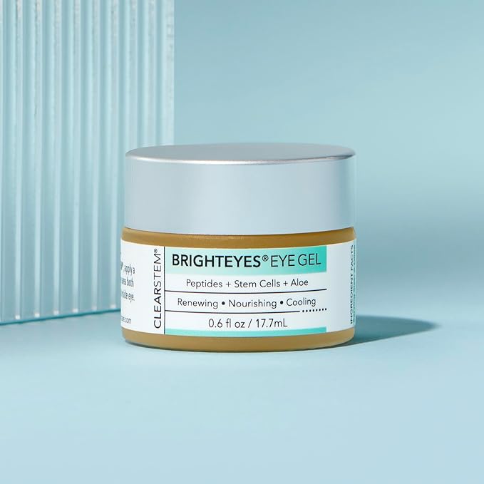 CLEARSTEM - BRIGHTEYES - Nourishing Eye Gel - For Puffy Eyes, Crow's Feet, & Dark Circles - Made with Collagen, Stem Cells, Peptides & Aloe Vera - Vegan - Gluten Free - Men & Women - 0.6 oz
