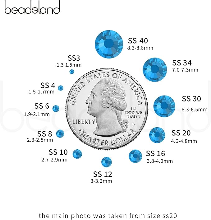 Beadsland Hotfix Rhinestones Bulk, 14400PCS Crystal Hot Fix Rhinestones for Crafts Clothes DIY Decoration, Capri Blue, SS10, 2.7-2.9mm