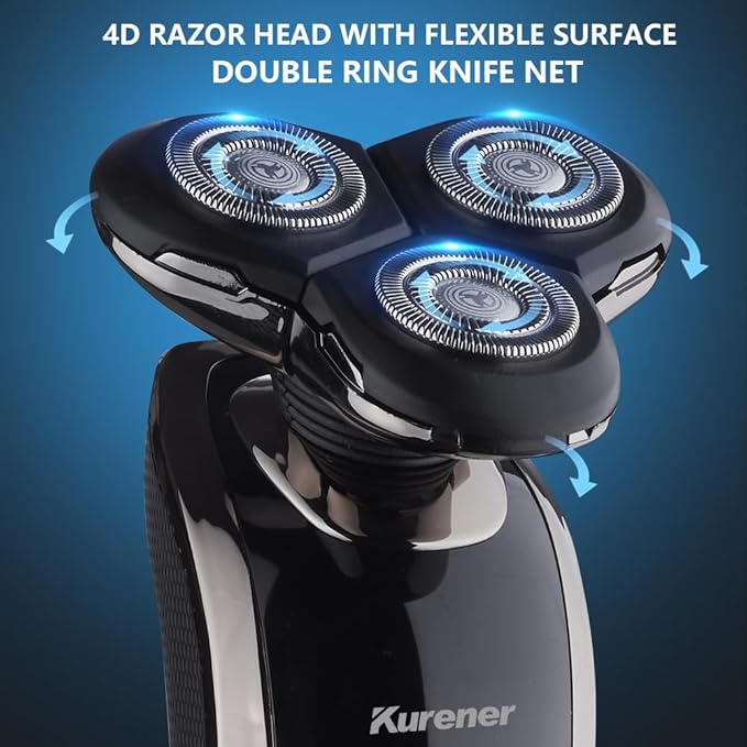 Electric Razor for Men Shaver Rechargeable Waterproof Rotary for Shaving with Nose Trimmer Sideburns Trimmer Face Cleaning Brush