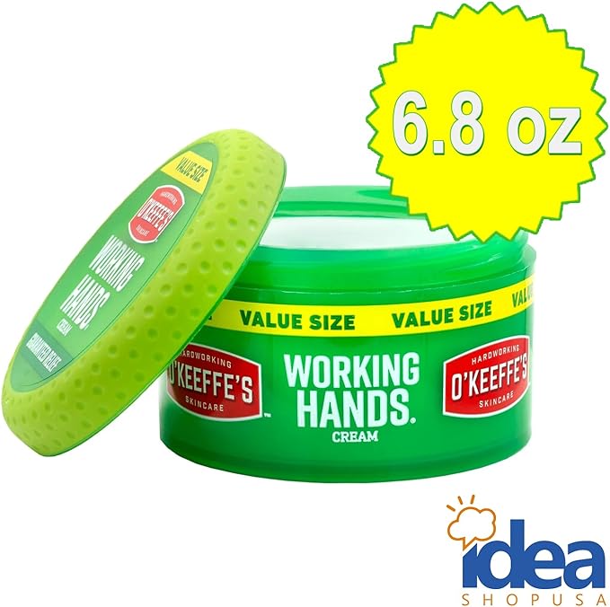 O'Keeffe's Working Hands Hand Cream 6.8oz Bundle with Polyurethane Work Gloves - Intense Moisturizing for Dry, Cracked Hands with Protective Gloves for Gardening, DIY, and Food Industry Use