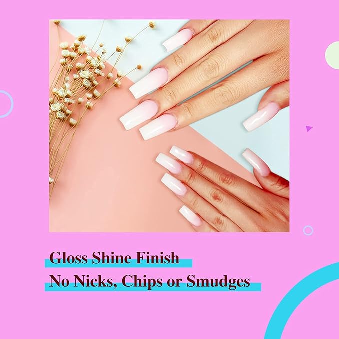 AIMEILI Gel Nail Polish No Wipe Top and Base Coat Set, and Clear Color Pink Nude White Soak Off Gel Nail Polish Set Of 12pcs X 8ml