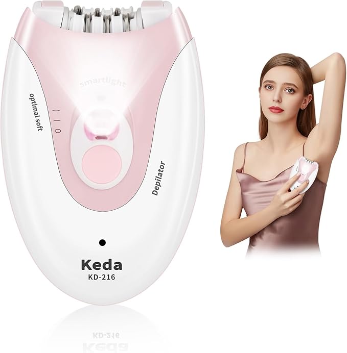 Epilator Hair Removal for Women, 2 Speeds Facial Hair Removal, Rechargeable for Face Arm Bikini Area Legs Underarm, Painless Electric Lady Shaver & Trimmer, Portable