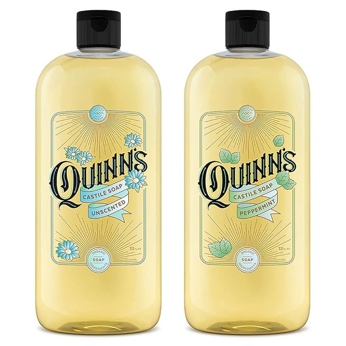 Quinn's Pure Castile Organic Unscented Liquid Soap 32 oz Pure Castile Organic Peppermint Liquid Soap 32 oz