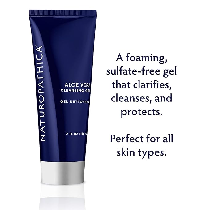 Naturopathica Aloe Vera Cleansing Gel, Facial Cleanser with Aloe Vera and Lavender, Clarifying Face Wash for Men and Women, Travel Size Face Wash, 2 fl oz