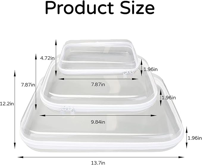 3PCS Zippered Transparent Cases for Snacks,Portable Waterproof Cosmetic Bag with Zipper,Clear Hard Shell Zipper Case for Cosmetic Storage, Putting Snacks, Pencil Case