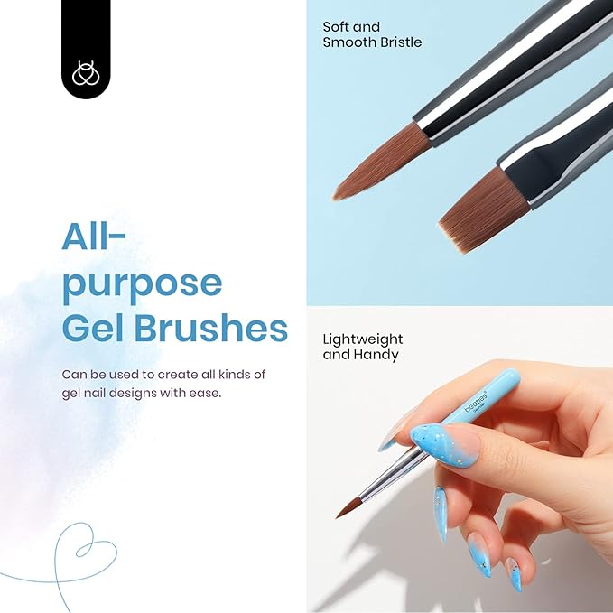 Beetles Gel Nail Polish with Blooming Gel, 5 Colors Pink Green Blue Purple Yellow Nail Polish Clear Blooming Polish for Spreading Effect with 2 Nail Art Brushes Nail Art Set for Women