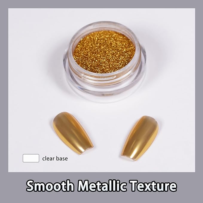 Chrome Nail Powder Metallic Mirror Pigment Dust for Gel Manicure Nail Art Decoration Silver Gold Red Purple Blue Brown 6 Colors Kit 0.5g/Jar (TA 6 Pcs Set-02)