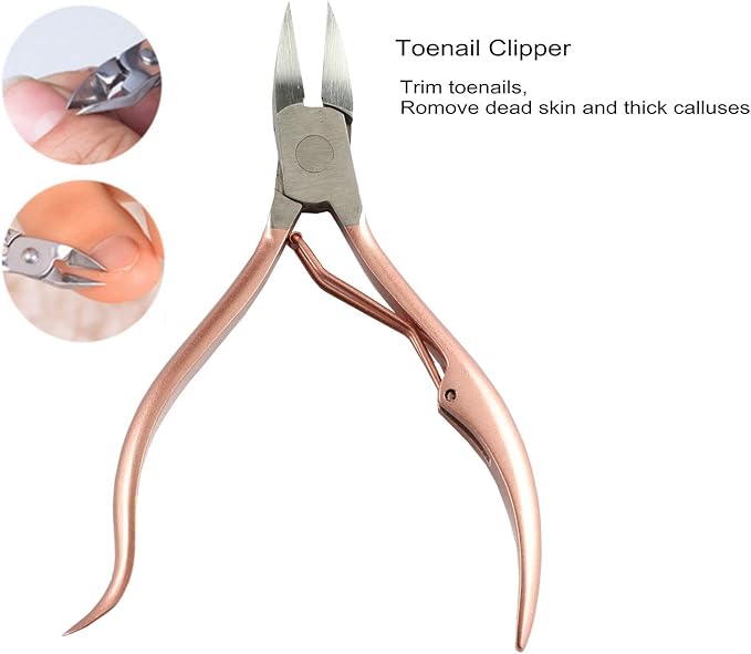 Professional Pedicure Manicure Tools Kit - Erkangsm 8 in 1 Stainless Steel Pedicure Set,Toenail Nipper,Pedicure Knife,Toenail Lifter,Nail Clipper,PU Leather Travel Case,Pink