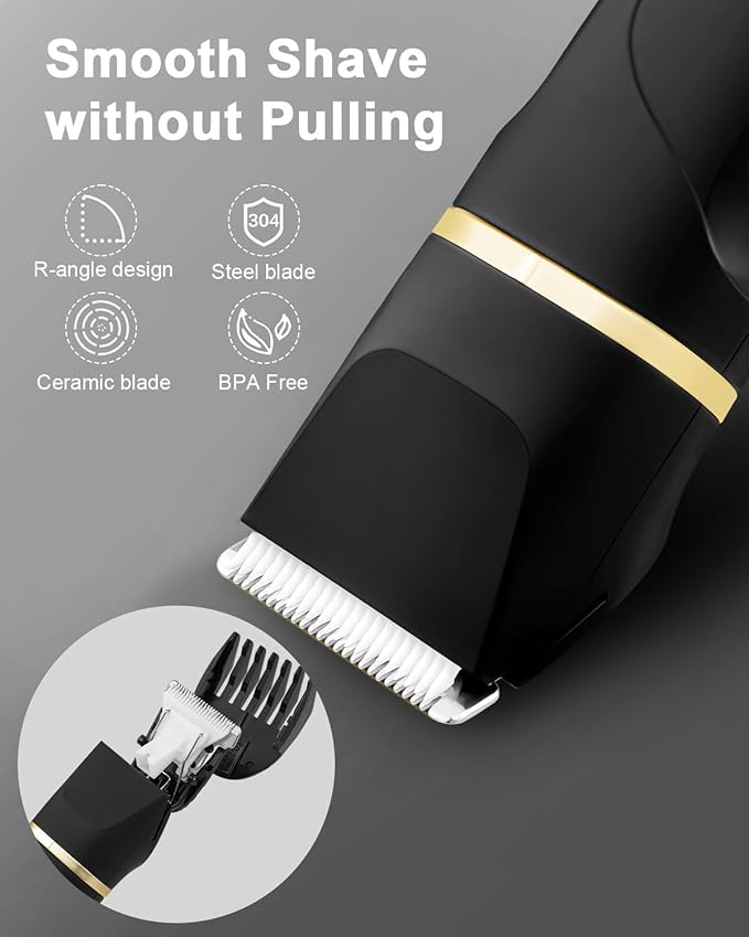 Areyzin Body Hair Trimmer & Groomer, 3 in 1 Pubic Hair Trimmer, USB Recharge, Replaceable Blade, IPX7, Men's Black Grooming Kit