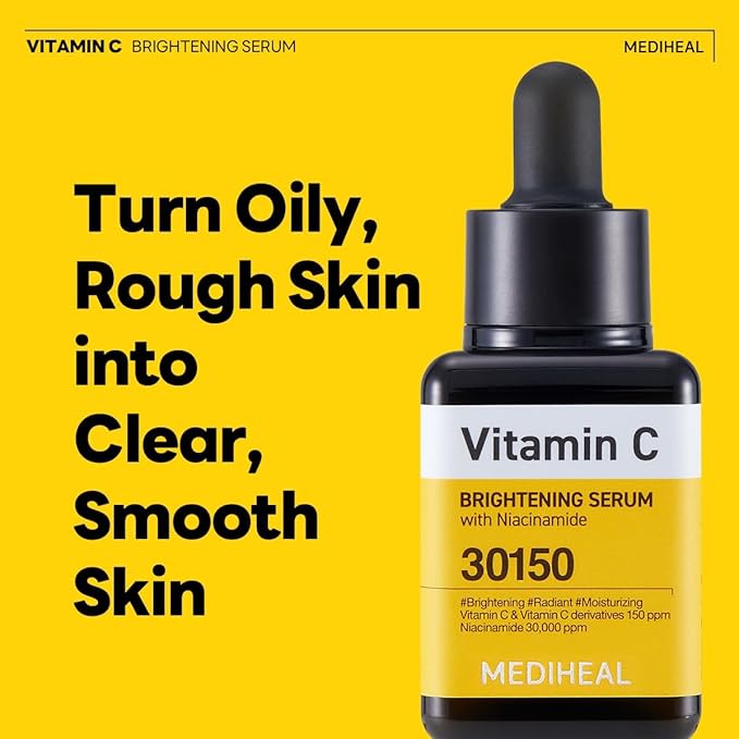 MEDIHEAL Vitamin C Brightening Serum (1.35 fl oz, 1 Pack) - Tone-Texture-Glow Care, Manage Skin with Vitamin C, Niacinamide, Hyaluronic Acid