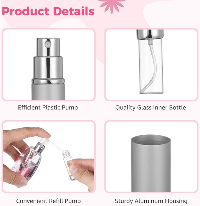 35 Pcs Refillable Perfume Atomizers - 0.17 oz 5 ml Mini Spray Bottles, Empty Perfume Travel Bottles with Refill Pumps, Leak-Proof Dispenser Bottles, Portable Perfume Scent Bottles for Men Women