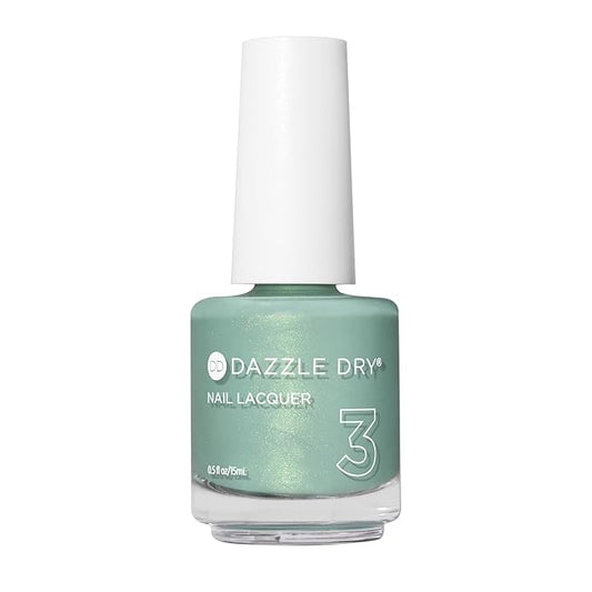 Dazzle Dry Nail Lacquer (Step 3) - In Season - A seafoam green with a subtle gold and green shimmer. Semi-sheer shimmer. (0.5 fl oz)