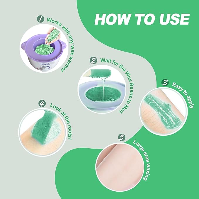 Hard Wax Beads, 1lb Unscented Stripless Wax Beans for Brazilian Waxing, Bikini, Body, Back, Chest, Leg, Armpit, Face, Wax Beads for Sensitive Skin Coarse Hair Removal from Root Women Men