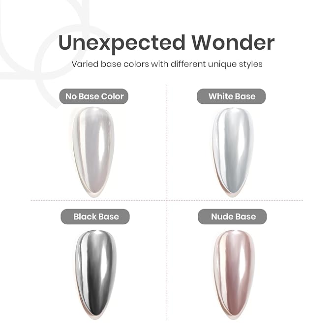 Beetles Gel Nail Polish Kit with LED Light Base & Top Coat, 6 Neutral Nude Colors, Chrome Nail Powder, 1g Glazed Silver