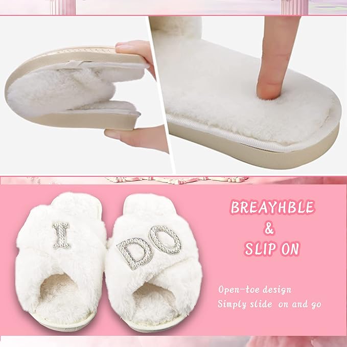 Bride To Be Gift Set - Makeup Bag, Slippers, Robe, Hair Clip - Wedding Gifts