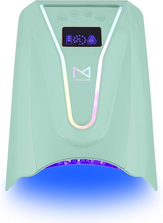 M - Crystal Cure 128W UV/LED Nail Lamp | Fast Curing with 45 Powerful LEDs | Cordless, Rechargeable, Auto Sensor |Gift Mom Professional Gel Nail Dryer for Manicures & Pedicures (Teal)