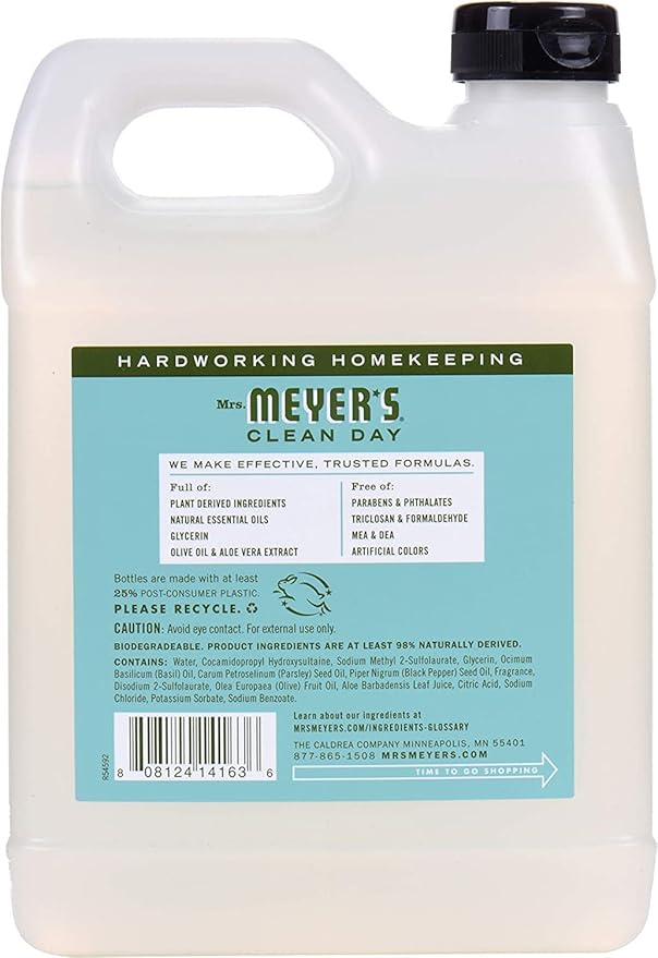 MRS. MEYER'S CLEAN DAY Basil Hand Soap and Refill Variety Pack, 12.5 oz & 33 oz. (Pack of 2)