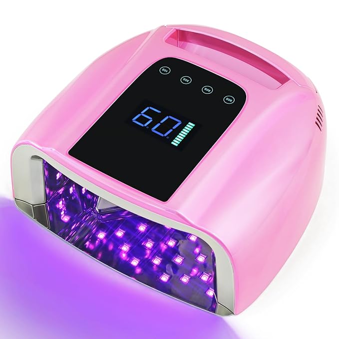 Professional Rechargeable 96W UV LED Nail Lamp Cordless UV Light for Nails Machine with Removable Stainless Steel Bottom,4 Timer Setting and Smart Sensor Nail Dryer