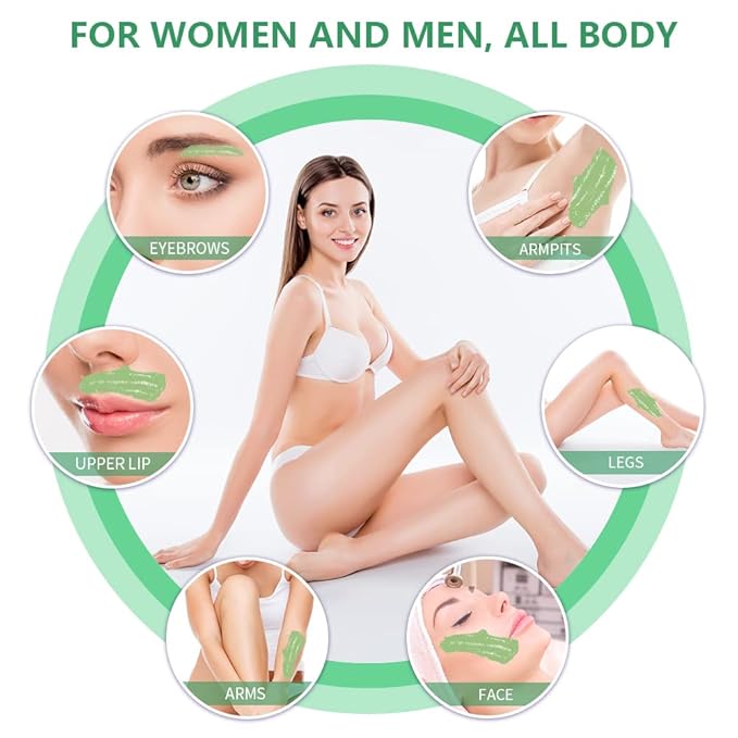 Bestidy Hard Wax Beads for Hair Removal - 1000g Waxing Beans for All Body and Bikini Areas (Green)