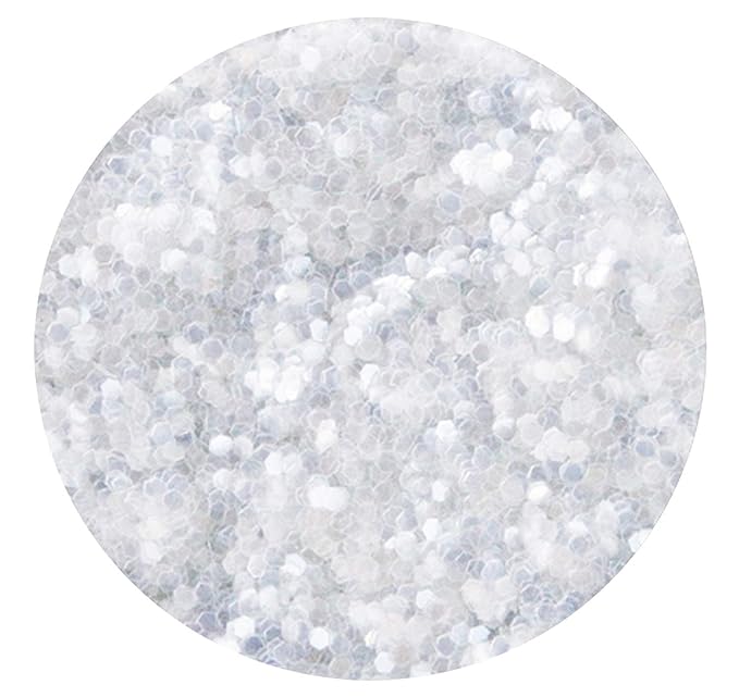 (6PK) - Iridescent White Glitter Kit -6 Different Holographic Loose Glitter Sizes, Fine Powder, Hexagons & Square Glitter - Solvent Resistant & Cosmetic Grade for Nails & Skin - (60 Grams)