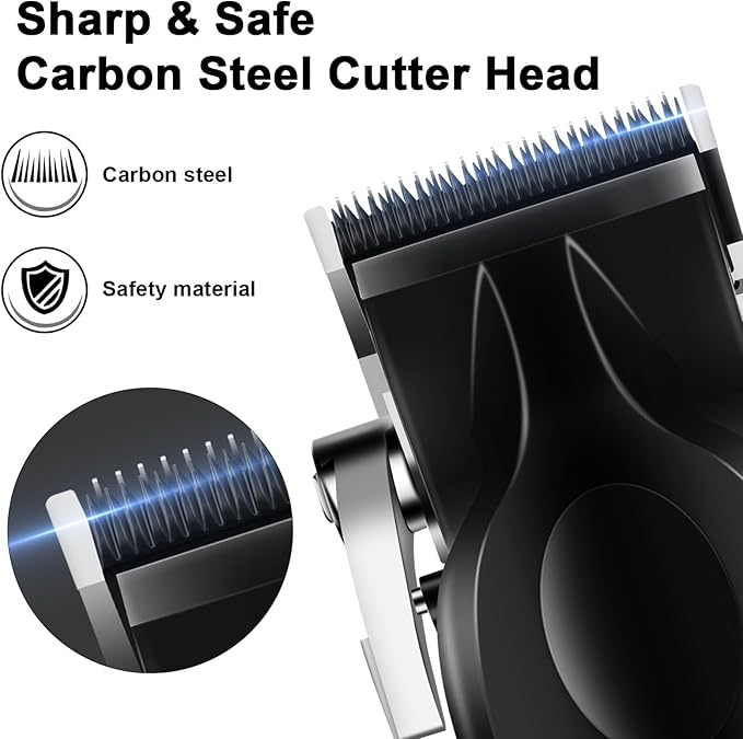 KEMEI Black Professional Hair Clippers and Trimmers Set, Electric Hair Clippers for Men, Cordless Barber Clippers, T Blade Trimmer, Rechargeable Haircut Fade Clippers