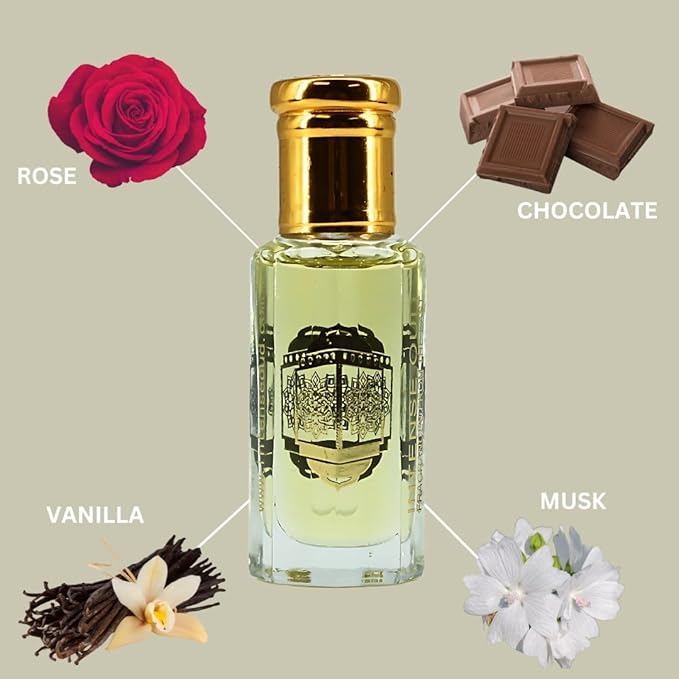 INTENSE OUD Vanilla Musk Long Lasting Arabian Perfume Oils for Women 12ML (0.40 OZ) Fragrance Oil with Chocolate, Rose, Creamy Vanilla & Soft Musk Notes - Concentrated Perfume Oil in Black Gift Box