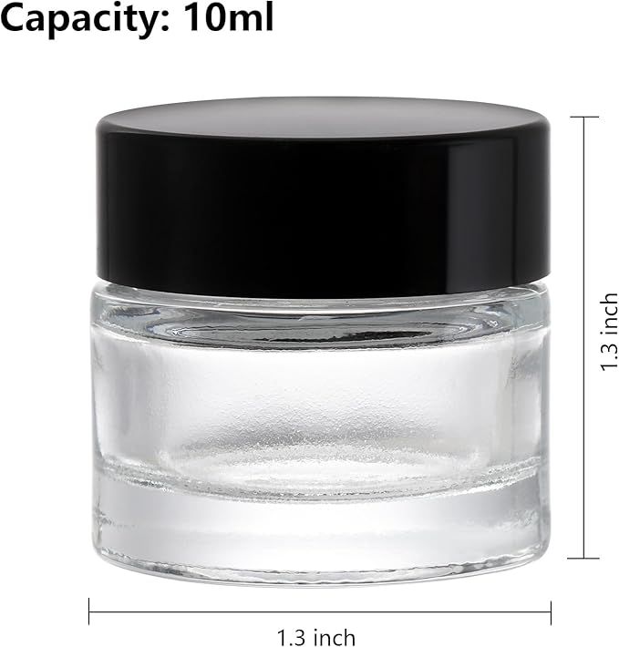 Coloch 70 Pack 10ml Thick Glass Jars with Airtight Lid, Clear Round Lip Balm Container Tiny Sample Jar for Cosmetics, Lotion, Cream, Makeup, Samples, Wax, Skincare, Travelling, Retail Store